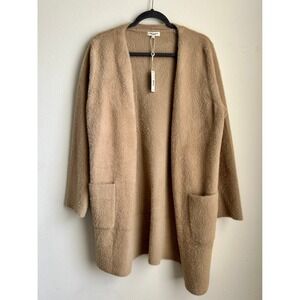 MAX STUDIO LONDON I Tan Fuzzy Knit Open Front Coat I Size: XL I NWT